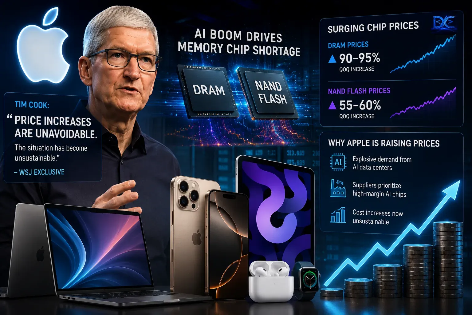 Tim Cook: Apple Price Hikes Are 'Unavoidable' as AI Drains the Memory Market
